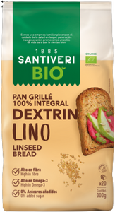 Tostas de Pão Dextrin com sementes de linho 240g- Santiveri - Crisdietética