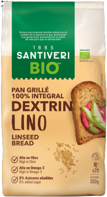 Tostas de Pão Dextrin com sementes de linho 240g- Santiveri - Crisdietética