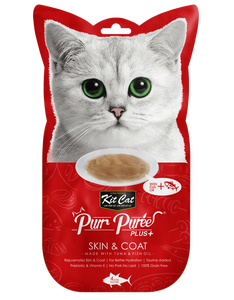Purr Puree Snack Gato Skin and Coat of Tuna and Fish Oil 4*15g- Kit Cat - Crisdietética