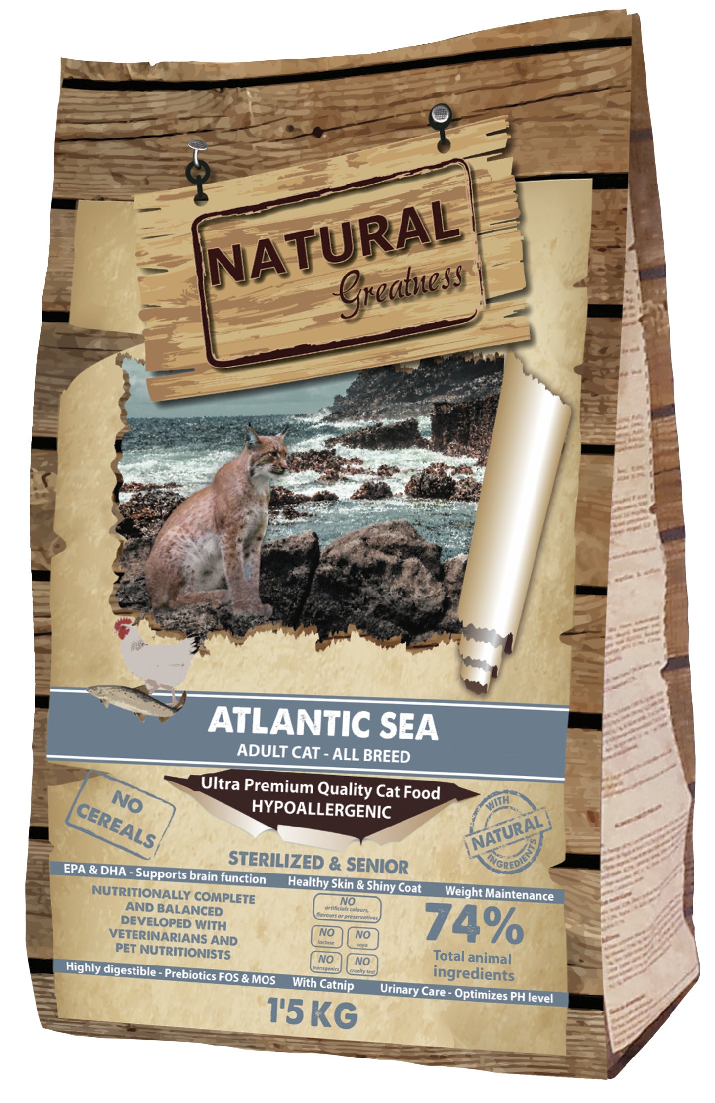 Atlantic Sea Chat Stérilisé -Chats Senior et Adultes 1.5kg - Natural Greatness - Crisdietética