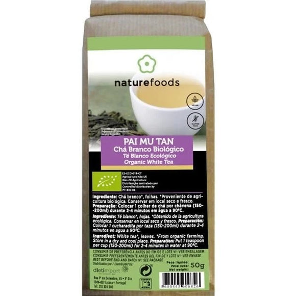 Chá Branco Pai Mu Tan Biológico 50g - Naturefoods - Crisdietética