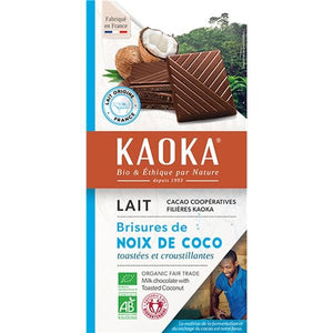 Chocolat au lait à la noix de coco bio 100g - Kaoka - Crisdietética