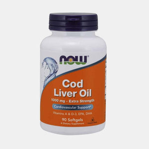 Cod Liver Oil 1000mg 90 Capsules - Now - Chrysdietética