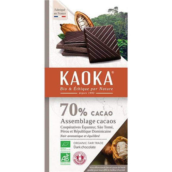Chocolate Preto 70% Cacau Biológico 100g - Kaoka - Crisdietética