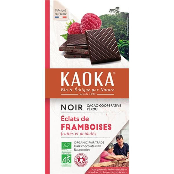 Chocolate Preto 58% Cacau com Framboesa Biológico 100g - Kaoka - Crisdietética