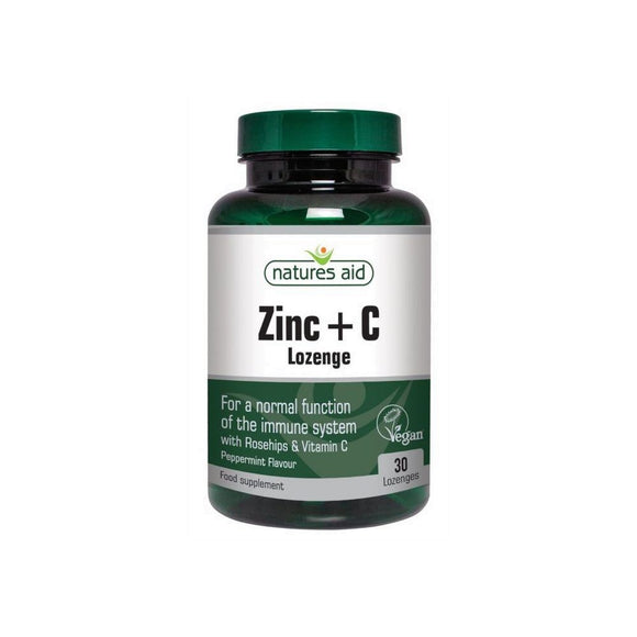 Zinco + Vitamina C + Roseira Brava 30 Pastilhas - Natures Aid - Crisdietética