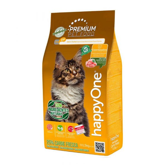 happyOne PREMIUM Gato Esterilizado Carne Fresca 1,5kg - Crisdietética