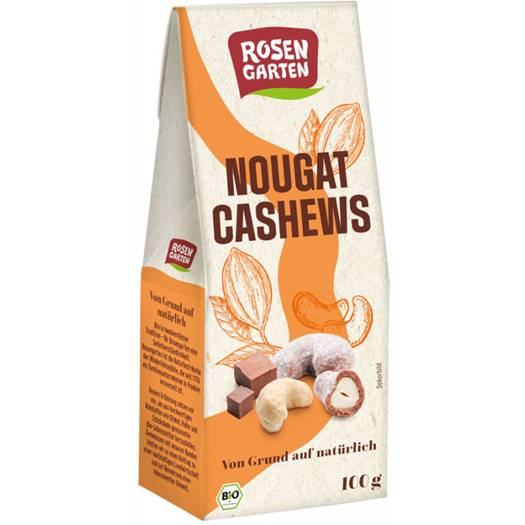 Caju Cobertos c/ chocolate de leite e nougat Bio 100g- Rosengarten - Crisdietética