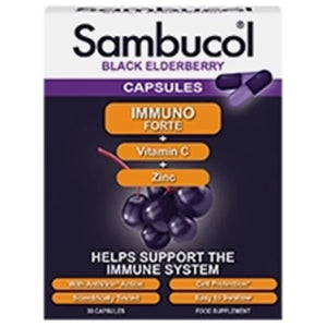 接骨木莓免疫福特維生素 C 和鋅 30 粒膠囊 - Sambucol - Crisdietética