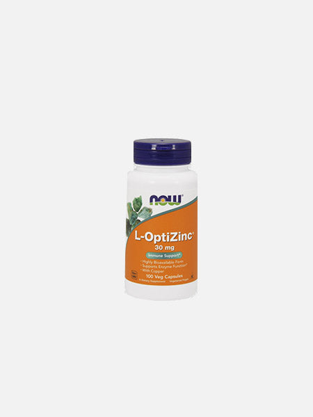 NOW L-OptiZinc + Copper 30mg 100 cápsulas - Crisdietética