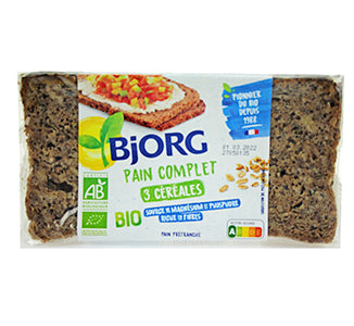 Pão Integral 3 Cereais Bio 500g - Bjorg - Crisdietética