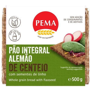Whole German Bread with Flax Seeds 500g - Pema - Crisdietética