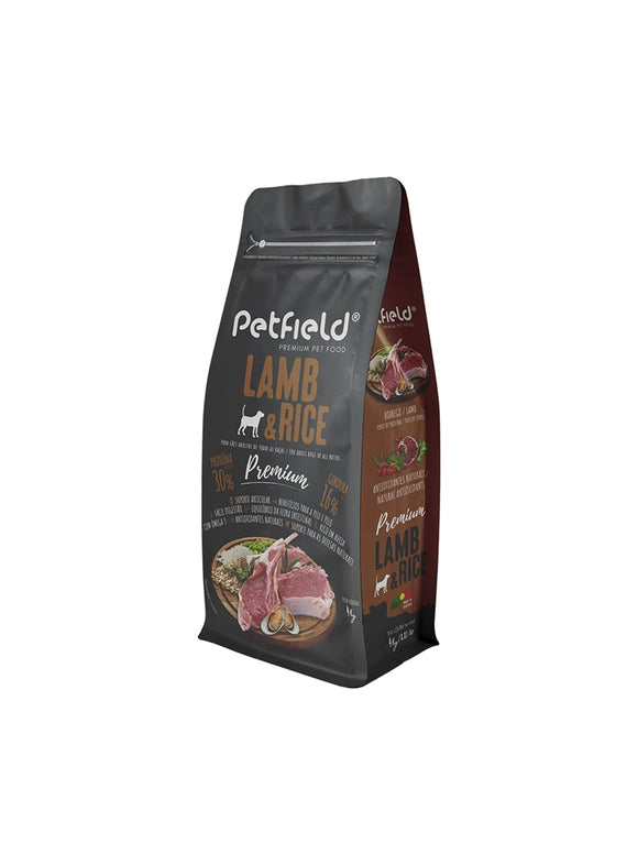 Petfield Premium Lamb e Rice 18kg - Crisdietética