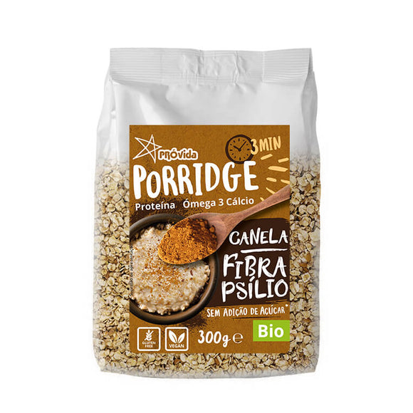Porridge (Papas Aveia) Canela e Fibras Psílio Sem Glúten Bio - Provida - Crisdietética