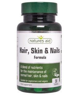 Hair, Skin, Nails Fórmula Cabelo / Pele / Unhas 30 Comprimidos - Natures Aid - Crisdietética