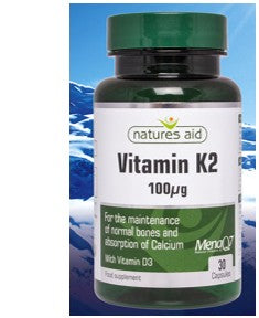 維生素 K2 100 微克 30 粒膠囊 - Natures Aid - Crisdietética