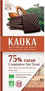 Cioccolato fondente 75% cacao biologico equosolidale Sao Tome 100g - Kaoka - Crisdietética