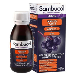 Immunoforte Sirop de Sureau Vitamine C et Zinc 120ml - Sambucol - Crisdietética